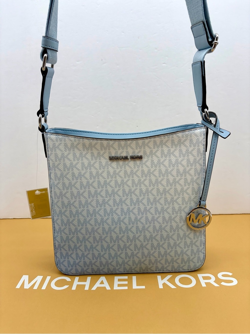 Michael Kors Light Blue Ombré MK Signature Crossbody - Picture 11 of 15